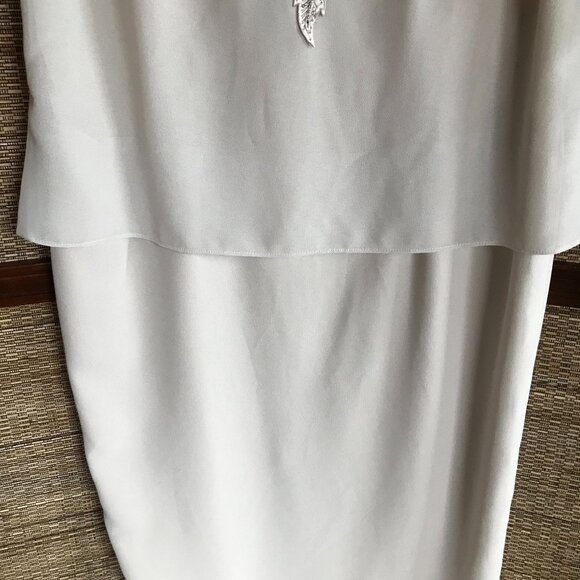 R&M Richards Karen Kwong 70s Floral Leaf Embroidered Cream Blouson Dress Size 12 - Picture 15 of 16